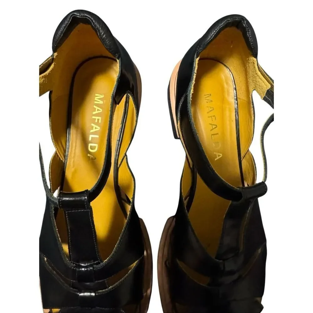 Mafalda size 9 women’s fisherman sandals black Brazil made - EUC - Picture 2 of 8